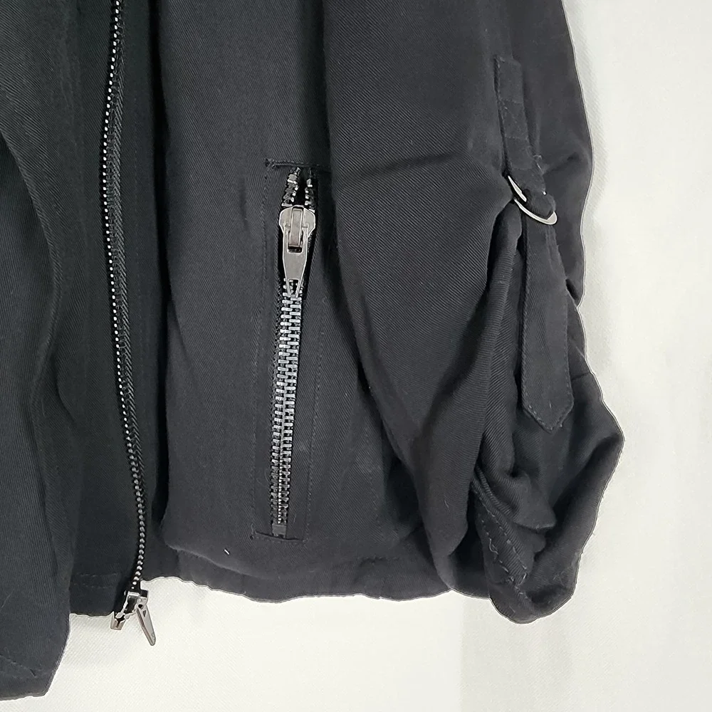 Peck & Peck Black Asymmetrical Moto Jacket Capsule Knit Light Weight Womens XL